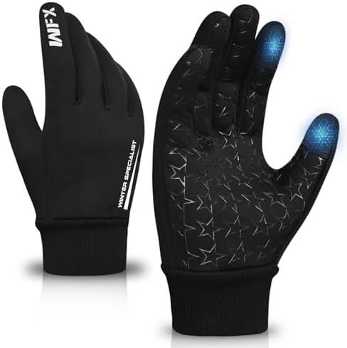 WFX Winter-Kinder-Sporthandschuhe, Touchscreen-Anti-Rutsch-Thermo-Jungen-Handschuhe zum Laufen, Wandern, Skisport & Outdoor-Walking, winddicht, warm, Fahrradhandschuhe für Jungen u
