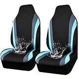 CAR PASS AquaShield Neoprene Waterproof Car Seat Covers Front Seats Only, High Back Bucket Seat Covers,Airbag Compatible,Seat Covers for Women Girl, Universal Fit for Auto Truck Van SUV (Black Mint)