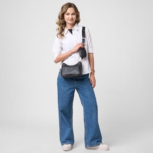 Image of Caprese Monroe Medium Crossbody Bag for Women | Sleek Monogram Sling Bag with Detachable Pouch | Adjustable and Detachable Strap Shoulder Bag for Everyday Use