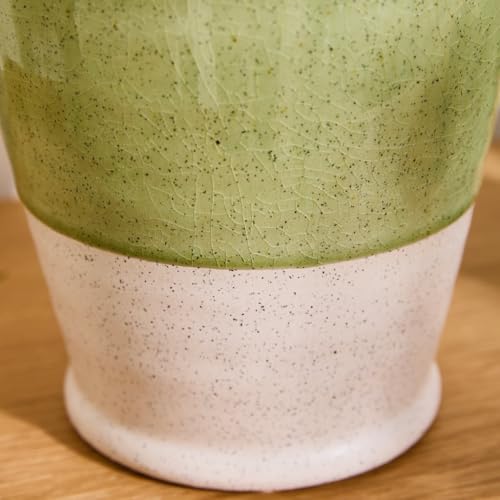 Flower Vase Ceramic Pitcher Jug Decorative Two Tone Green & White Floral Display Vase Decor Gift