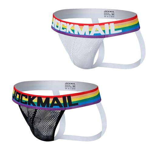 JOCKMAIL Men's Jockstrap Underwear Breathable Jock Strap Athletic Supporter for Men 2 Pack