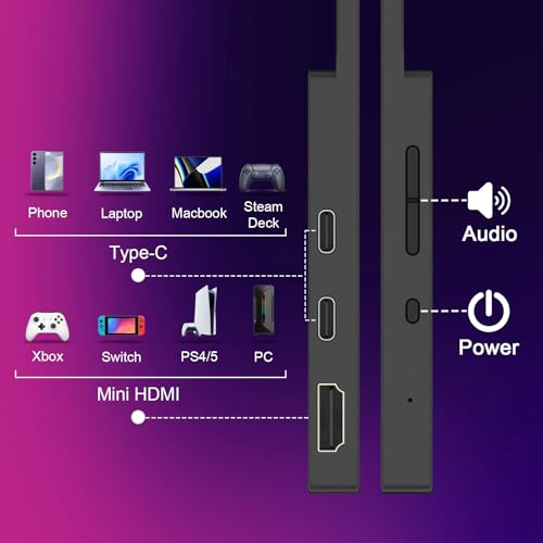 Image of 2.5K 100Hz Portable Monitor Touchscreen, 15.6'' QHD 2880x1620 300 Nits 100% sRGB IPS Gaming Monitor w /VESA HDR FreeSync Eye Care USB-C HDMI External Second Screen for Laptop PC Phone Switch PS3 /4 /5