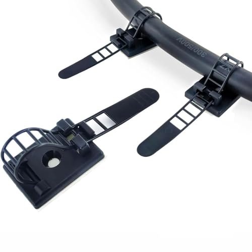 50PCS Ajustables Clips Adhesivos para Gestión de Cables, Correas de Nylon Negras para Sujetar Cables, Organizadores de Clips con Cinta Adhesiva Fuerte para Fijación Sólida en Hogar y Oficina miniatura 6