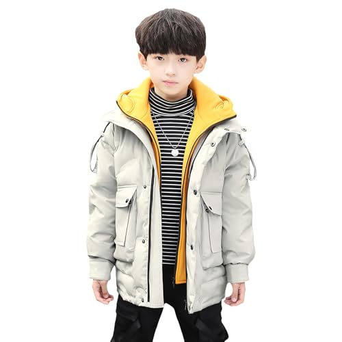 Boy's Hooded Jacket Winter Puffer Coats Zip Windbreaker Warm Outerwear for 3-12 Years - Main Image