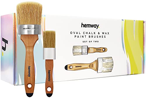 Hemway Premium Oval Chalk and Wax Paint Brush - Furniture Painting or Waxing for Smooth & Easy Home DÃ©cor, Cabinets, Stencils and Woodwork - 1 Large Oval and 1 Small Oval Brush Set