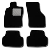 Farbe der Matte: schwarz, silberner Absatzschoner auf Fahrermatte, silber-schwarze Bandeinfassung, deutsche Fertigung, MADE IN GERMANY