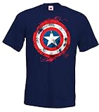 Manufactured in Berlin TRVPPY Herren T-Shirt Modell Captain America Brushed, Navyblau, S