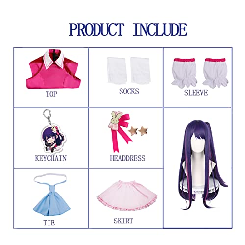 Tokisaki Oshi No Ko Cosplay Costume Ai Hoshino Dress Anime School Girls Uniform Halloween Carnival Costumes(Hoshino+Wig,3Xl) #TOP1