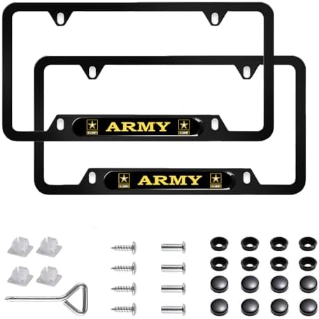 2-Pack Tri-Color Stainless Steel License Plate Frames - Rust-Proof & Weather-Proof With Screw Caps (Yellow)