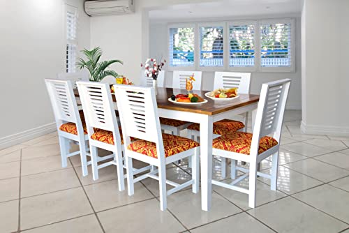 Image of Designer White and Natural Finish Solid Sheesham Wood 8 Seater Dining Table Set for Living Room and Home (Mango Wood, 8 Seater, White and Natural Finish) (Design-1)