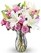 Benchmark Bouquets Lavender Roses and White Oriental Lilies, With Vase (Fresh Cut Flowers)