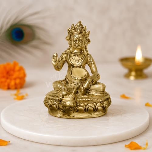 Image of Pure Brass Kuber Ji Idol, Vastu Remedy for Wealth (19 cm, 1.99 kg)