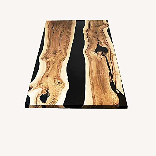Black Resin River Dining Custom Top Table Handmade Decorative Interior Living Decor