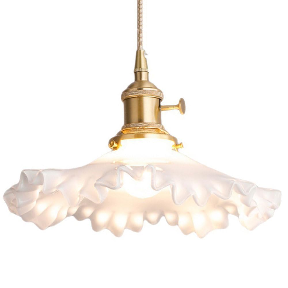 Lustre à tête unique E27 HAIDU suspension style pastoral français lampe verre chambre