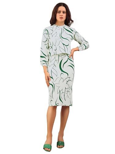 Image of PURVAJA Women's Puff Sleeve Midi Printed Co-Ords