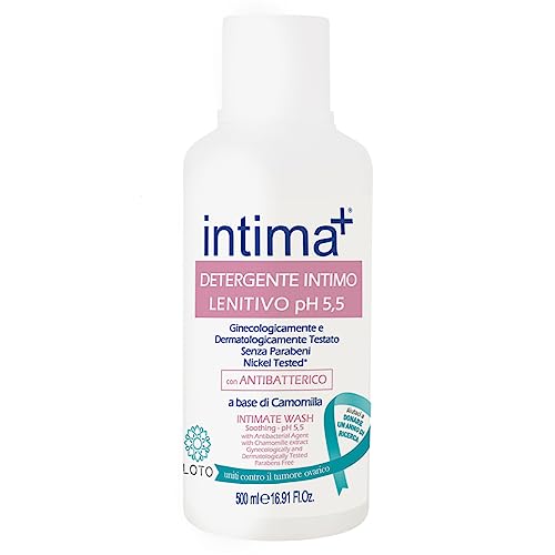 Intima+ | Limpiador íntimo calmante, limpiador íntimo Ph 5.5, limpiador con antibacteriano, limpiador a base de manzanilla, limpiador íntimo para mujer, paquete de 500 ml