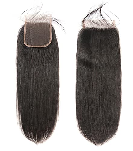 Brazilian Straight Human Hair Lace Closure 16 inches Msgem 4×4 Free Part Lace Closure 150% Density 100% Unprocessed Straight Human Hair Natural Black Color