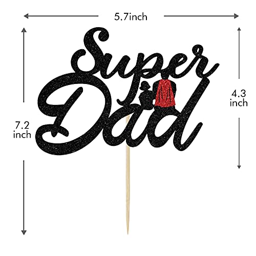 Image of Festiko Super Dad Cake Topper, Best Dad Ever, Happy Birthday Dad, Happy Father's Day Party Decorations Black Glitter