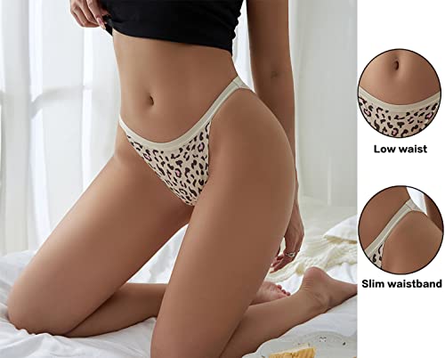 Abandi Women's Leopard Print Contrast Lace Panties Seamless Hipster Briefs String Panties For Women Bikini,3 Pack Size M #TOP2