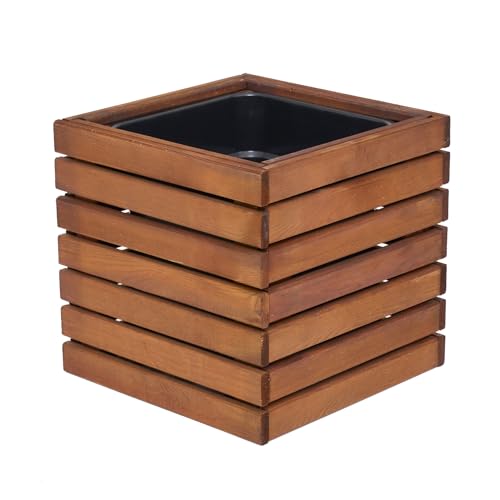 Quadratischer Blumenkasten Aus Holz – 40x40x40 Cm, Raucheiche, Für Innen & Außen, Übertopf Oder Pflanzgefäß