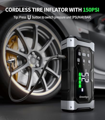 Oreetga U9 Upgraded 5000A Car Battery Jump Starter With Air Inflator/Deflator Compressor thumb #2