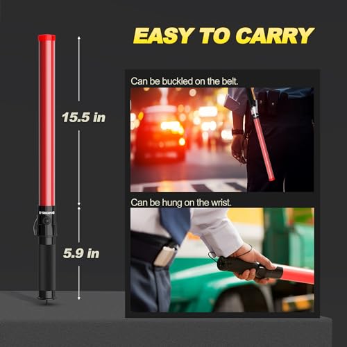 Image of E-riding 30 Pack Traffic Wand, 21 Inch Traffic Control Wand with 3 Flashing Modes & Side Clip, LED Safety Baton for Traffic Control, Parking, Aircraft, Car Directing