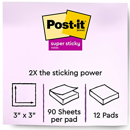 Image of Post-it Recycled Super Sticky Notes, 3 x 3-Inches, Tropic Breeze Collection, 12-Pads /Pack