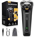 DOAO Electric Razor for Men, 100% Waterproof, Gentle on Sensitive Skin, Wet & Dry Rotary Electric Shavers for Men, Pop-up Beard Trimmer, 120 Min Shaving, 1.5H Fast Charge, Ergonomic Men's Shaver