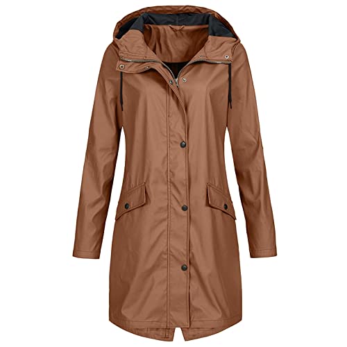 Plus Size Winter Coats For Women, Woman Coat Women Long Parka Jacket Waterproof Solid Stripe Rain Jacket Outdoor Medium And Hooded Raincoat Windproof Vest Fall Short Pea (3Xl, Coffee) #TOP24