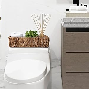 HOSROOME Water Hyacinth Storage Basket for Shelves Wicker Baskets for Organizing Toilet Paper Basket for Toilet Tank Top Decorative Basket for Closet, Bedroom, Bathroom, Entryway, Office Desk (Brown) HOSROOME Water Hyacinth Storage Basket for Shelves Wicker Baskets for Organizing Toilet Paper Basket for Toilet Tank Top Decorative Basket for Closet Bedroom Bathroom Entryway Office Desk Brown