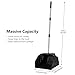 Jumbo Commercial Dustpan with Wheels & Comb Teeth - Heavy Duty Rolling Debris Pan - Long Handle Extra Large Upright Dust Pan for Industrial Warehouse Garage Restaurant Sidewalk Outdoor - Black