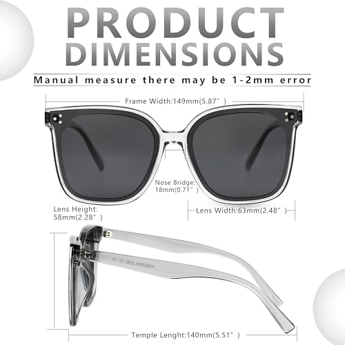 Image of Trendy TAC Polarized Square Sunglasses for Women Men, Oversized Lightweight TR90 Frame UV400 Protection