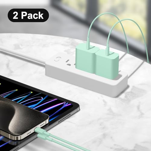 Image of iPhone 17 16 15 Charger Fast Charging 12FT - 20W USB C Charger Block | with 12FT Type C to C Cable Compatible with iPhone 17 /17 Pro /17 Pro Max /Air /16 /16e /15, iPad Pro, iPad Air (Green)
