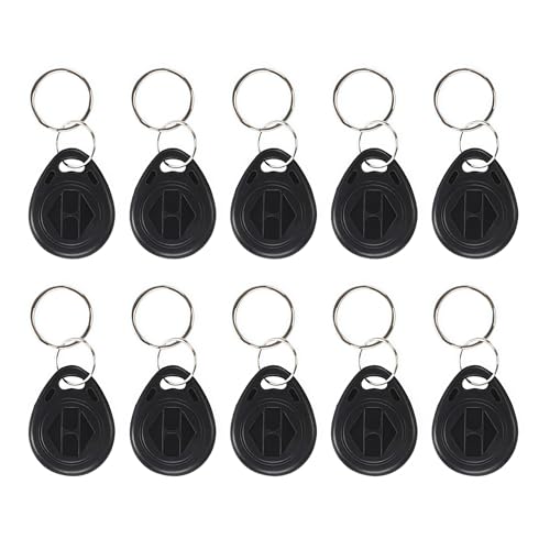 Tag NFC 215 réinscriptible : lot de 10 porte-clés noirs 504 octets pour iPhone et Android
