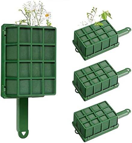 4 Packs Floral Foam Cage, Wet and Dry Flower Holder with Flower Foam for Fresh and Artificial Flowers, for Wedding Floral Arrangements, Home Decoration (12x7x5 in)