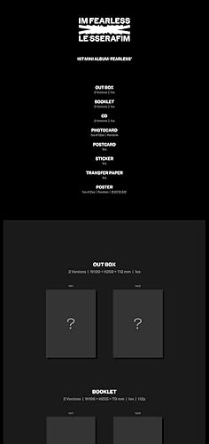 LE SSERAFIM FEARLESS 1st Mini Album Random Version 1p Poster+112p Booklet+1p PhotoCard+1p PostCard+1ea Sticker+1p Transfer Paper+Tracking Sealed