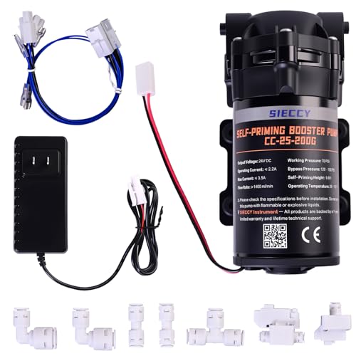 SIECCY RO Booster Pump 24V Self Priming Pump for 200 GPD RO System