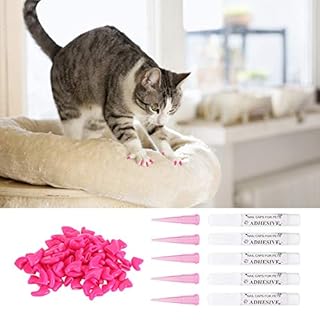 Vomeko 100 Pezzi Cappucci per Unghie Gatto Kit da Portare a casa, Cappucci per Unghie Morbidi per Artigli di Gatto, Cappucci per Unghie di Gatto, Coperture per Artigli di Gatto (M)