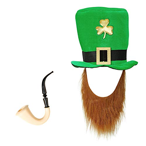 com-four® Leprechaun, disfraces de Kobold Día de San Patricio - atuendos accesorios festival, irlandés - Mardi Gras, Shrovetide, Carnival, Parade, Motto Party, Irish Pub (02 piezas - Set05)