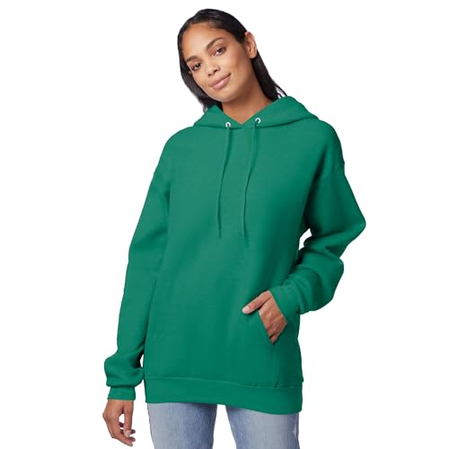 Image of Hanes Men's, EcoSmart, Cotton-Blend Hooded Sweatshirt, Plush Fleece Pullover Hoodie