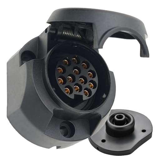 CXTM 13 Polig Anhänger Steckdose Set mit Montagezubehör 12V Wasserdicht 13-pol Anhänger Stecker und Steckdose Nach ISO 1724 für Anhänger Wohnwagen RV AHK Adapter (Steckdose)