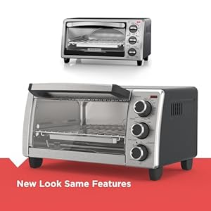 BLACK+DECKER 4-Slice Toaster Oven, Even Toast, 4 Cooking Functions Bake, Broil, Toast and Keep Warm, Removable Crumb Tray, Timer BLACKDECKER 4 Slice Toaster Oven Even Toast 4 Cooking Functions Bake Broil Toast and Keep Warm Removable Crumb Tray Timer