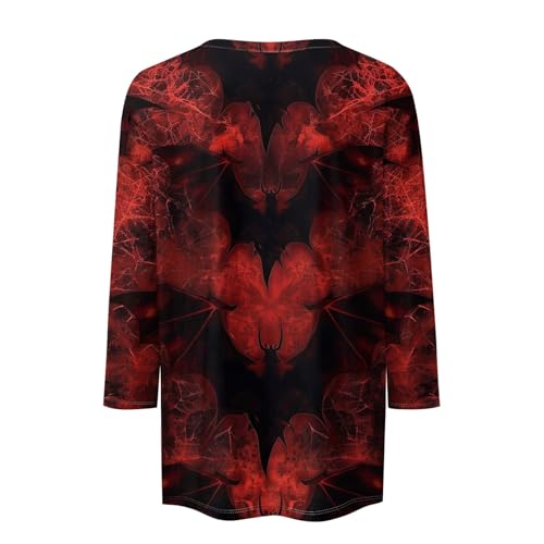 Cute Funny Halloween Shirts for Women Plus Size 3/4 Length Long Sleeve Womens Tops Witch Gothic Renaissance Shirt