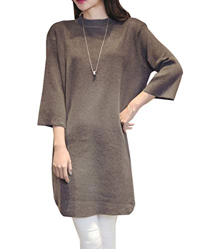 [スカイシイ] ワンピース 七分袖 きれいめ ハイネック ベーシック 着回し カジュアル 普段着 ルームワンピース ひざ丈ワンピース 韓国ファッション 楽ちん 上品 ラフ 部屋着 お出かけ オフィスカジュアル エレガント すっきり 通勤 お洒落 シンプルコーデ 大人っぽい シンプル リラックス 秋ワンピース 二次会 レディ お出掛け フォーマル 可愛い おしゃれ オシャレ グレー L