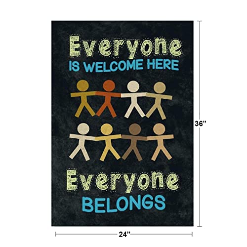 Image of Everyone Is Welcome Here Everyone Belongs Classroom Educational Rules Teacher Supplies School Decor Teaching Toddler Kids Elementary Learning Decorations Cool Wall Art Print Poster 24x36