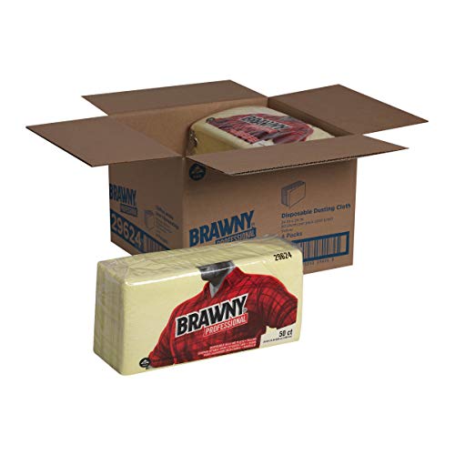 Brawny Yellow Quarter-Fold Disposable Dusting Cloth By Gp Pro (Georgia-Pacific), 24" Length X 24" Width, 29624 (Case Of 4 Packs, 50 Cloths Per Pack) #TOP12