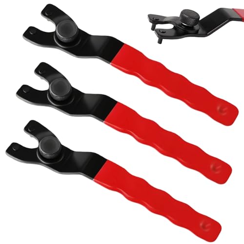 Image of 3 Pack Adjustable Pin Spanner Wrench for Angle Grinder Locknuts | Red adjustable pin spanner fits grinder locknuts, backing pads and round nuts for quick removal and replacement