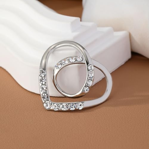 Image of Scarf Buckle for Women Rhinestones Pearl Silk Scarf Clips Fashion Clasp Ring Jewelry Valentine's Day Mother's Day Gift for Wife Mom Lover