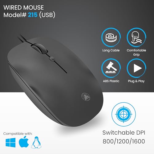 Image of Prodot 5-in-1 Wired Combo Pack | 217 Mini Wired Keyboard (Small Size) + 215 Optical Mouse with Adjustable DPI + 4 in1 Port USB Hub + USB Type-A to Type-C OTG + Anti-Slip Mouse Pad | for Laptop /Desktop