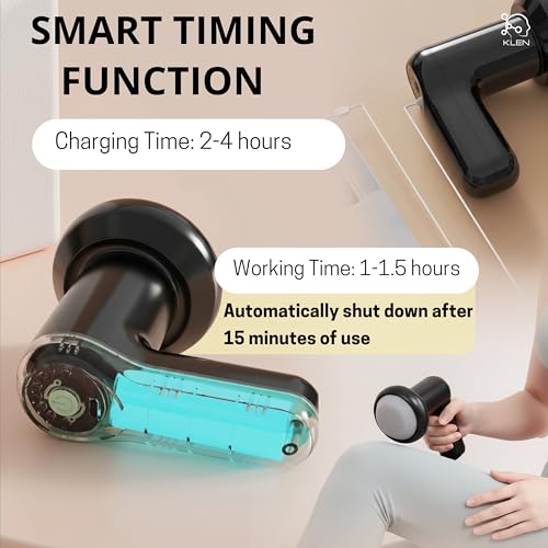 Image of KLEN Rechargeable Mini Handheld Massager Machine with 5 Interchangeable Heads - Cordless Electric Design Adjustable Speeds for Back, Neck, Shoulders & Legs